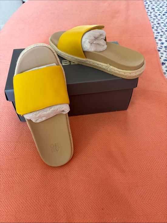 Abeo Shoes - Abeo Yellow Slide Sandals with Espadrille Rope Sole